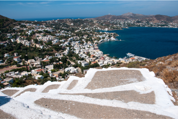 Agia Marina op leros. Een prachtige trap met uitzicht